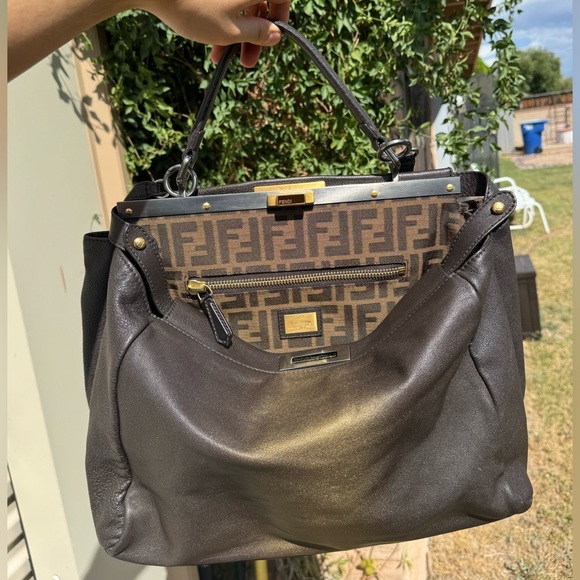 Fendi Large Brown and Gold Ombré Peekaboo Bag - Picture 2 of 11
